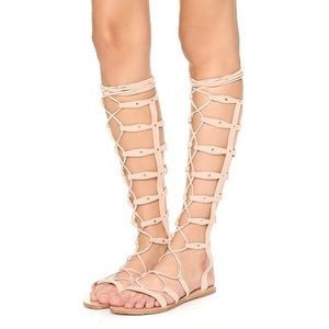 Raye Shanna tall gladiator sandals nude size 7